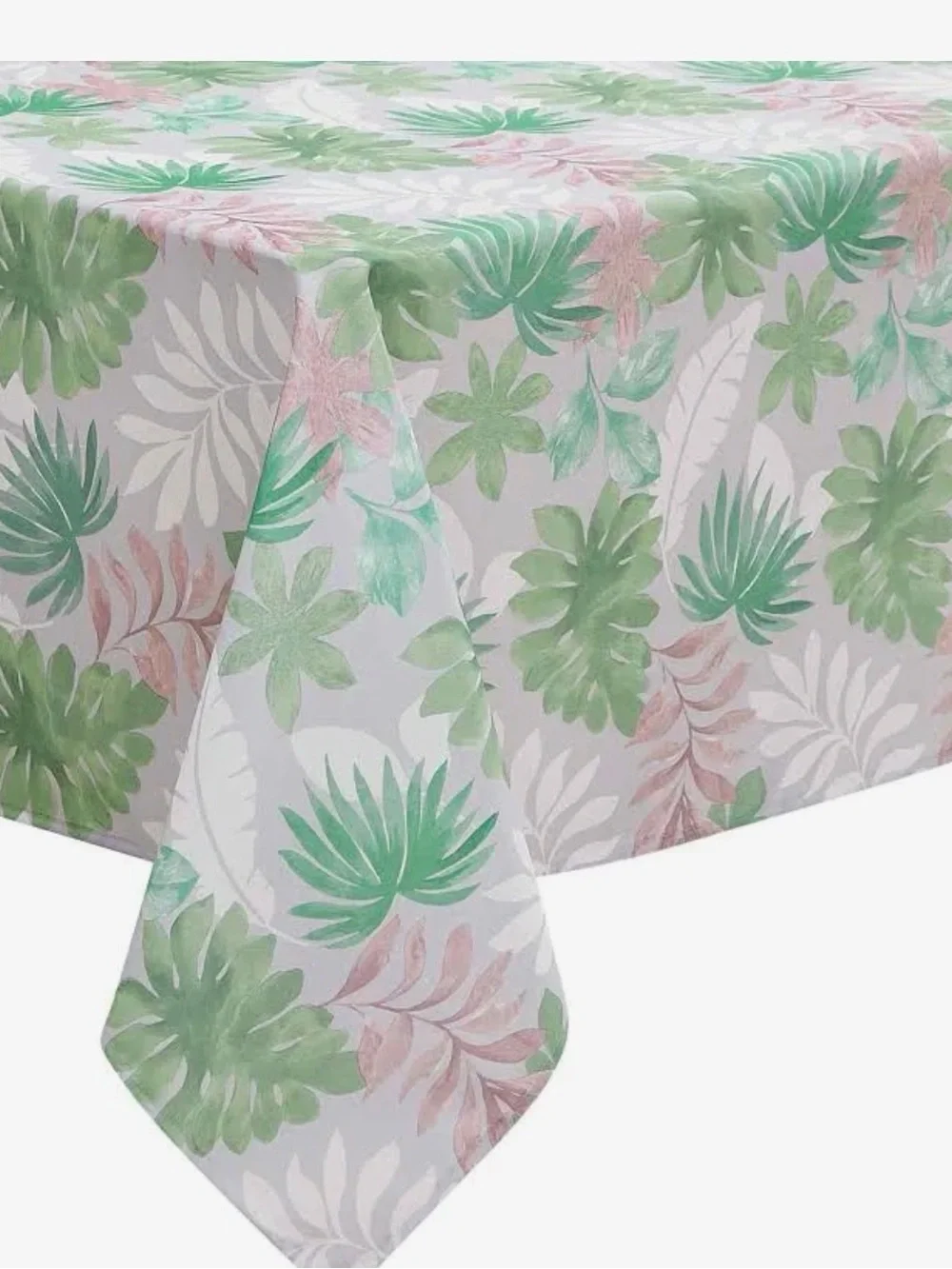 Izod Pink and Green Tropical Leaf Tablecloth